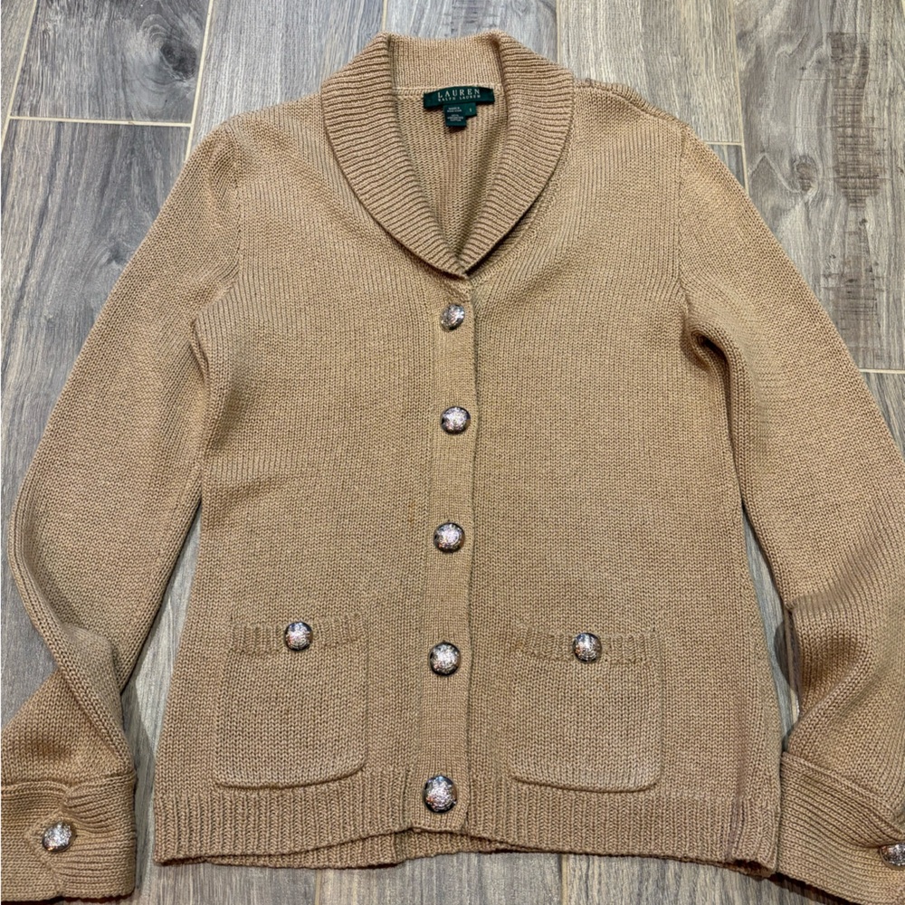 Ralph Lauren Camel Button-Up Cardigan